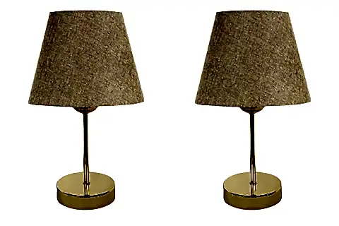 EVLİGHT METAL AYAKLI İKİLİ ABAJUR, GOLD KUMBEJİ
