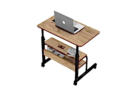 YÜKSEKLİK AYARLI VE ÇİFT RAFLI LAPTOP SEHPASI, ÇAM, 70X40