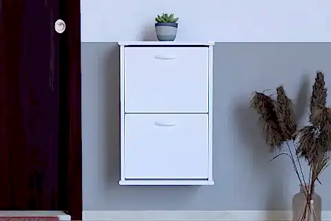 UMAY ASMA 52 CM 2 DÜŞER KAPAKLI AYAKKABILIK, BEYAZ