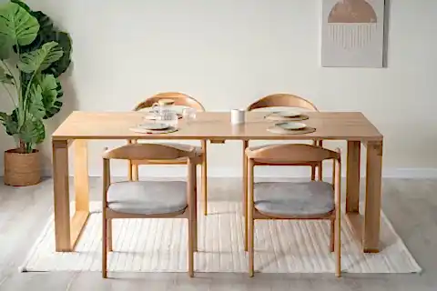 ATLAS MASİF AHŞAP YEMEK MASASI TAKIMI, NATURAL