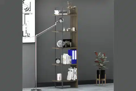 LAGOMOOD POLY KİTAPLIK, ANTRASİT CEVİZ, 5 RAFLI