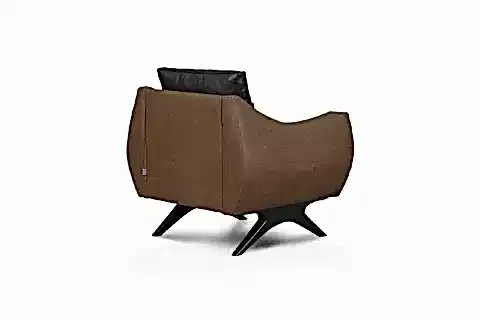 ROYAL SUNİ DERİLİ SİYAH AHŞAP AYAKLI TEKLİ KANEPE, KAHVE