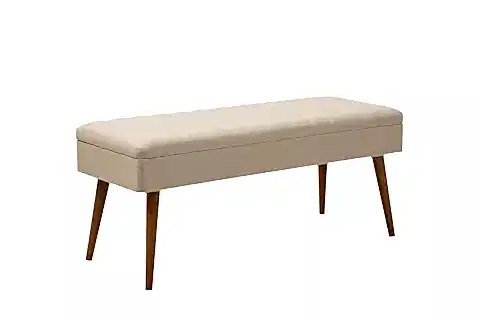 VİNA KUMAŞLI SANDIKLI BENCH, CEVİZ KREM, 1005