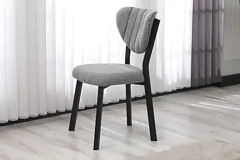 ELİS MODEL KETEN MUTFAK SANDALYESİ, SİYAH AYAKLI, GRİ