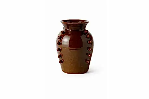 KAHVERENGİ ÇİVİ DESENLİ TERRACOTTA VAZO