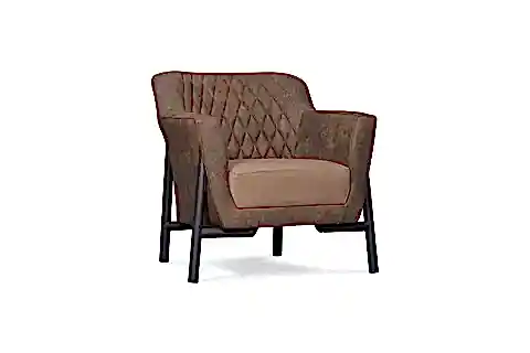 ALURE SUNİ DERİLİ SİYAH METAL AYAKLI TEKLİ KANEPE, KAHVE
