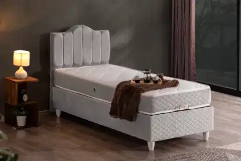 TREND BAZA BAŞLIK VE LETTO YATAK SETİ, AÇIK GRİ, 90X190