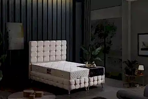 DUKE LUX BAZA BAŞLIK VE YATAK SETİ, KREM, 90X190