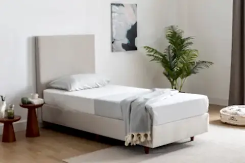 LUNA MİLKY SABİT BAZA BAŞLIK YATAK SETİ, KREM, 90X190