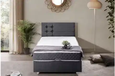 VİYANA BAZA BAŞLIK LETTO YATAK SETİ, ANTRASİT, 90X190