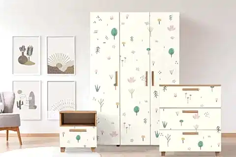 LEVA JUNGLE GARDIROP, ATLANTİK BEYAZ, 3 KAPAKLI