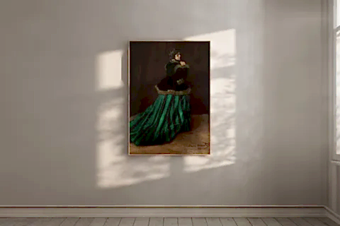 THE WOMAN IN THE GREEN DRESS AHŞAP ÇERÇEVELİ TABLO, 50X70