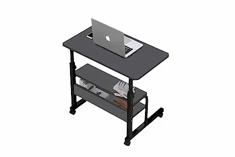 YÜKSEKLİK AYARLI ÇİFT RAFLI LAPTOP SEHPASI, ANTRASİT 70X40