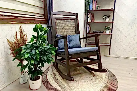 VERANDA MİNDERLİ SALLANAN SANDALYE, ANTRASİT, CEVİZ AYAK