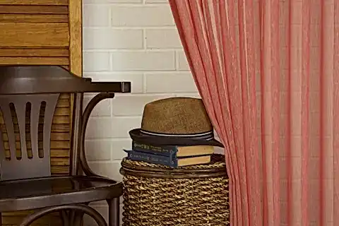 KIRÇILLI KETEN SIK PİLE TÜL PERDE, KIRMIZI, 100X260