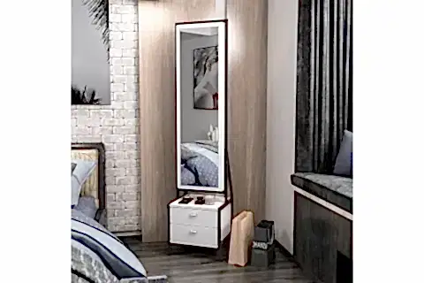 ELEGANTE AYNALI TAKI DOLABI, ÇEKMECELİ, BEYAZ