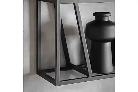 MİRANDA METAL CAM DUVAR RAFI, SİYAH