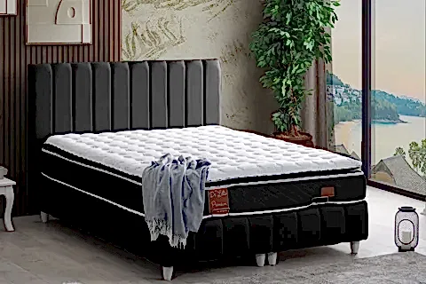 NARVA BAZA BAŞLIK VE REAL PEDLİ YATAK, ANTRASİT, 90X190