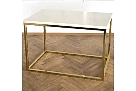 POTRİCA YAN SEHPA PİRİNÇ AYAK BEJ MERMER TABLA