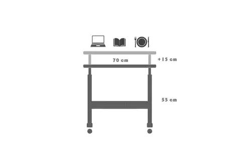 YÜKSEKLİK AYARLI LAPTOP SEHPASI, ATLANTİK ÇAM BEYAZ, 70X40