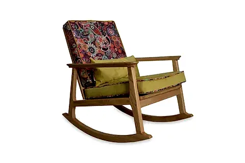 İSKANDİNAV PUFLU SALLANAN SANDALYE, RETRO, NATUREL