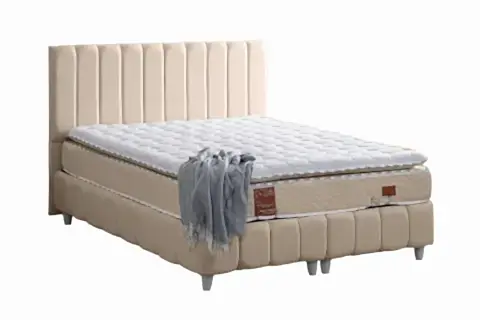 NARVA BAZA BAŞLIK VE REAL PEDLİ YATAK SETİ, BEJ, 90X190