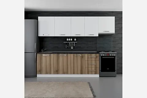 MİNAR EZGİ 280 CM MUTFAK DOLABI BEYAZ DORE 280-D4