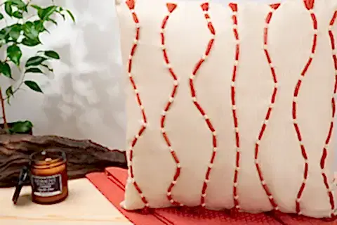 DFN HOME OSLO PÜSKÜLLÜ İKİLİ KIRLENT SETİ, KIRMIZI