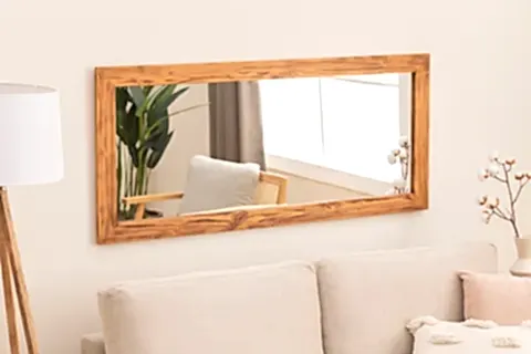 MASİF AHŞAP DİKDÖRTGEN DEKORATİF DUVAR BOY AYNASI 100X40