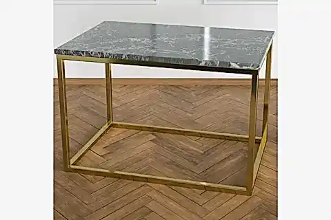 POTRİCA YAN SEHPA, PİRİNÇ AYAK, SİYAH MERMER TABLA