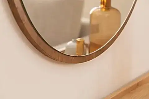DFN WOOD MDF YUVARLAK BANYO AYNASI, KAHVERENGİ, 50X50