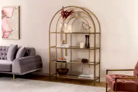 LOLA CURVE METAL KİTAPLIK, 4 RAFLI, PİRİNÇ