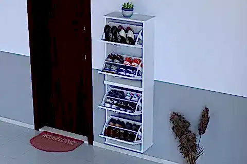 UMAY İKİLİ ASMA 52 CM 4 DÜŞER KAPAKLI AYAKKABILIK, BEYAZ