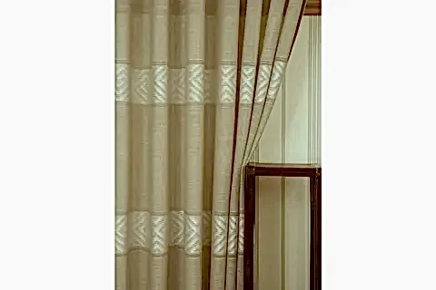VRC DESEN KETEN SIK PİLE TÜL PERDE, BEJ RENGİ, 100X260