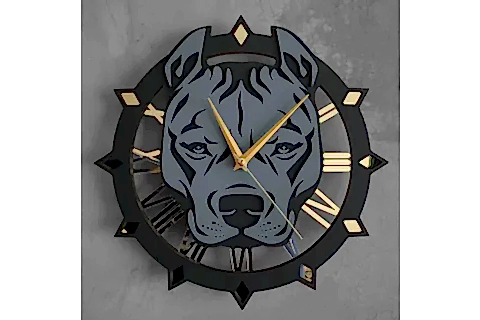 PİTBULL SİLÜETİ DUVAR SAATİ
