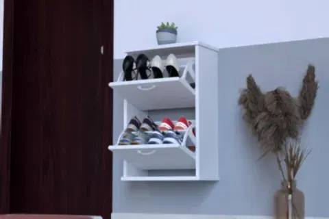 UMAY ASMA 52 CM 2 DÜŞER KAPAKLI AYAKKABILIK, BEYAZ