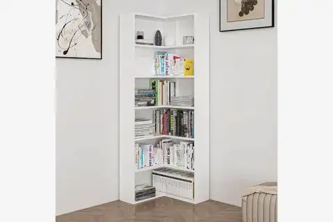 ADEL KÖŞE KİTAPLIK, BEYAZ, 5 RAFLI