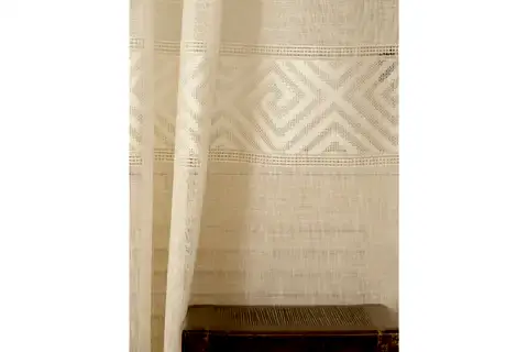 VRC DESEN KETEN ORTA SIK PİLE TÜL PERDE, KREM, 100X260