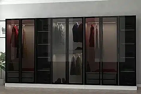 KALE DOLAP, 8 CAM KAPAKLI 4 ÇEKMECELİ, SİYAH BEYAZ, 190 CM