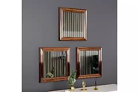 MONE AYNA ÜÇLÜ DEKORATİF DUVAR AYNASI, BRONZ