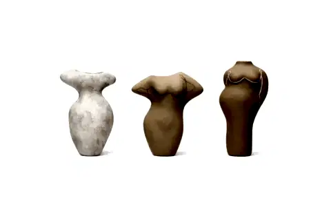 RENKLİ ÜÇLÜ SET TERRACOTTA GÖVDE ŞEKİLLİ VAZOLAR BOHEM