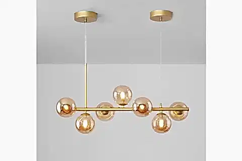 AYTEN SIRALI YEDİLİ GOLD KASALI BAL CAMLI AVİZE, ESKİTME