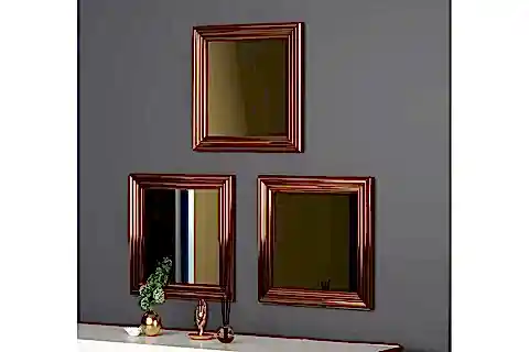 MONE AYNA ÜÇLÜ DEKORATİF DUVAR AYNASI, BRONZ
