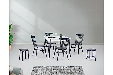 ARMONİA MASA KIRLANGIÇ SANDALYE, BEYAZ ANTRASİT, 125X80