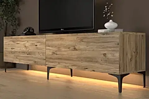 NAPOLİ LED IŞIKLI TV SEHPASI, ATLANTİK ÇAM, 200 CM