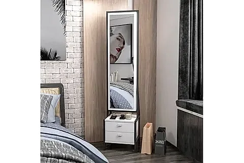 ELEGANTE AYNALI TAKI DOLABI, ÇEKMECELİ, BEYAZ