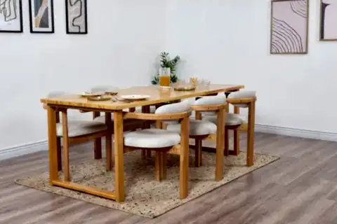 CHERİ İSKANDİNAV DOĞAL MASİF MASA TAKIMI, SIRT MİNDERLİ