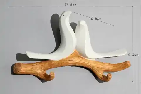 DAL ÜSTÜNDE İKİLİ KUŞ DEKOR ASKILIK, BEYAZ