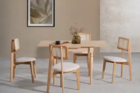 NATURA ÇİZİLMEZ AÇILIR MASA TAKIMI,MEŞE 70X80