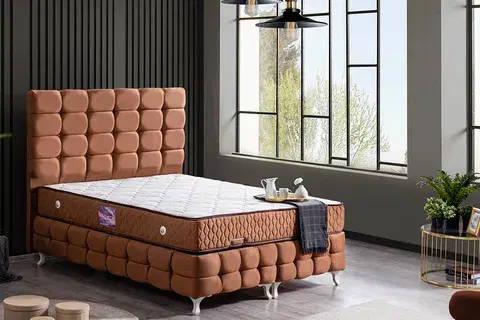 DUKE LUX BAZA BAŞLIK VE DELUXE YATAK, AÇIK KAHVE, 90X190